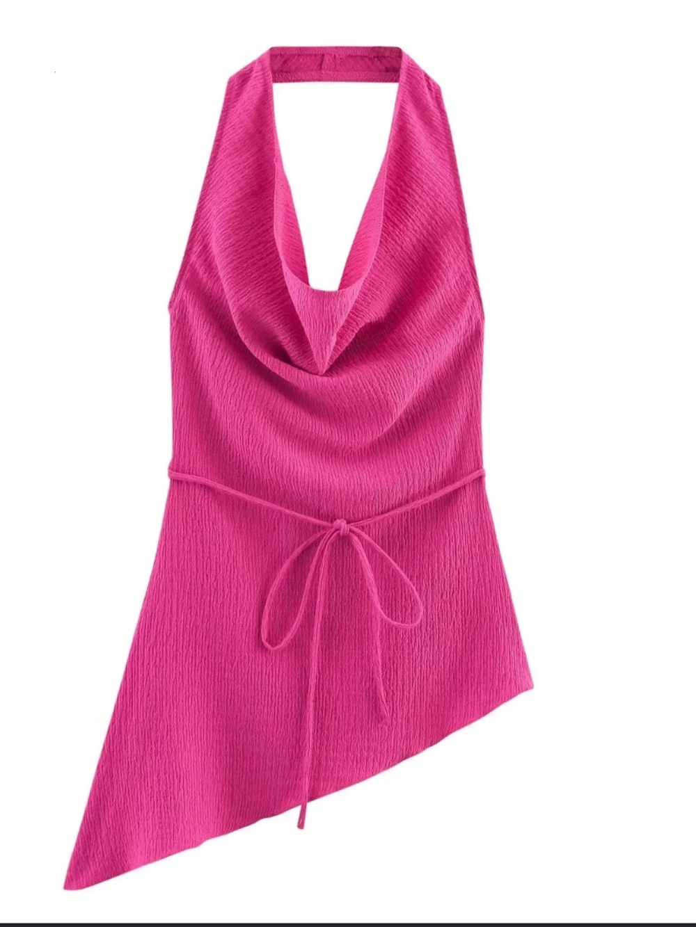 Zara Textured Sleeveless Top in Bright Pink